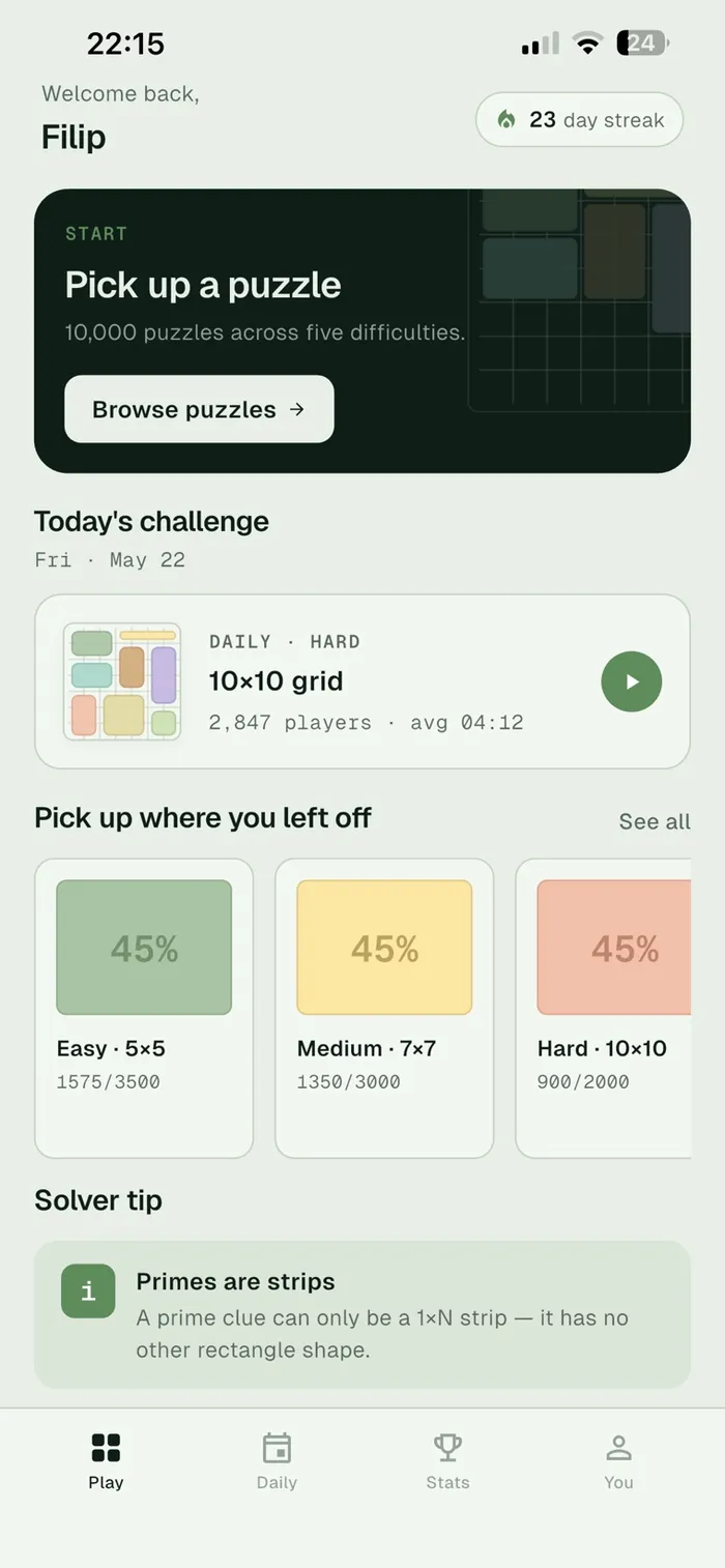 Kuadra · Shikaku — app screen